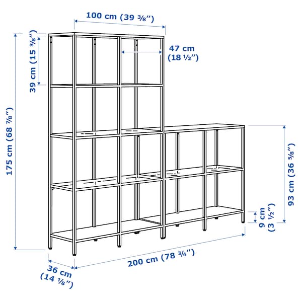 IKEA VITTSJÖ storage combination, black-brown/glass, 78 3/4x14 1/8x68 7/8 in , IKEA Sale | 08419YZAS