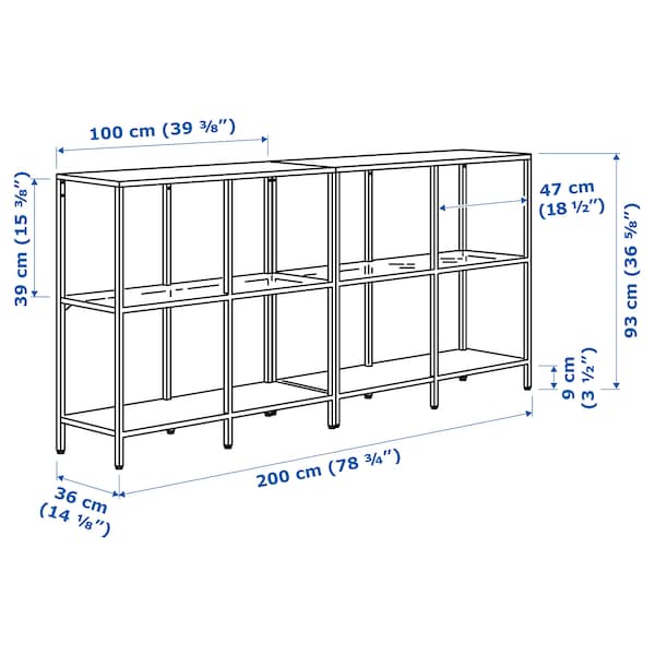 IKEA VITTSJÖ storage combination, white/glass, 78 3/4x14 1/8x36 5/8 in , IKEA Sale | 37481JQLC