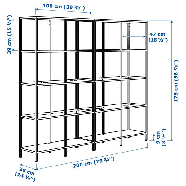 IKEA VITTSJÖ storage combination, white/glass, 78 3/4x14 1/8x68 7/8 in , IKEA Sale | 76439IMET