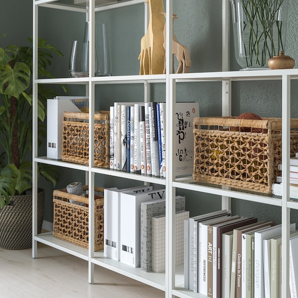 IKEA VITTSJÖ storage combination, white/glass, 118 1/8x14 1/8x68 7/8 in , IKEA Sale | 05182KTMR