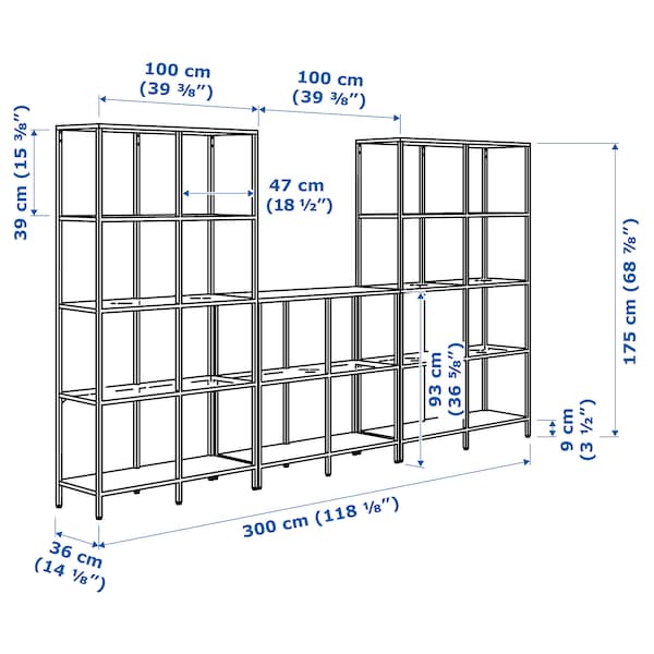 IKEA VITTSJÖ storage combination, white/glass, 118 1/8x14 1/8x68 7/8 in , IKEA Sale | 05182KTMR