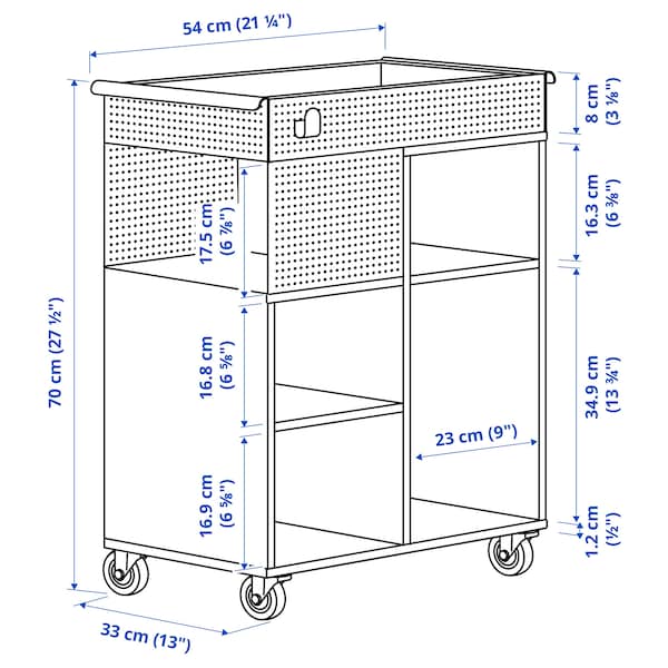 IKEA ÖVNING utility cart, white/gray-green, 21 1/4x13 in , IKEA Sale | 98074BCER