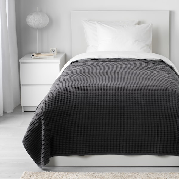 IKEA VÅRELD bedspread, dark gray, 59x98 in , IKEA Sale | 86549JAKX